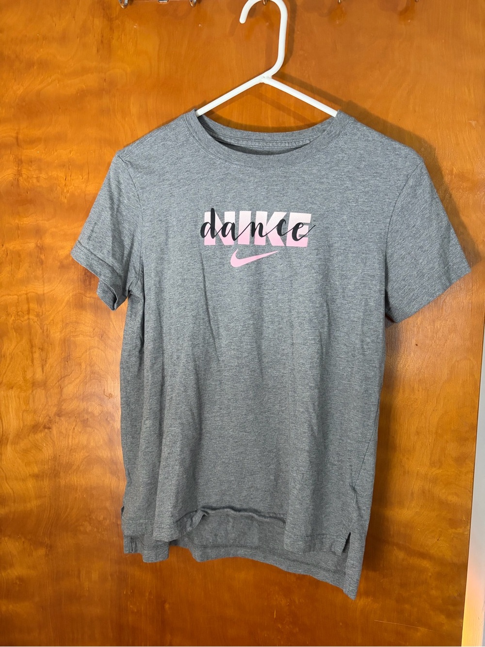 Nike Gray Short Sleeve Tee with Pink Dance Logo